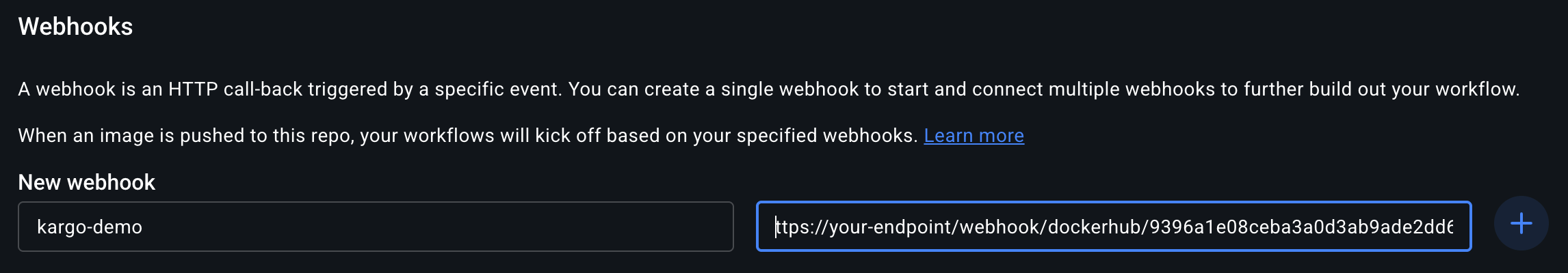 Create Webhook Button Create Webhook Button